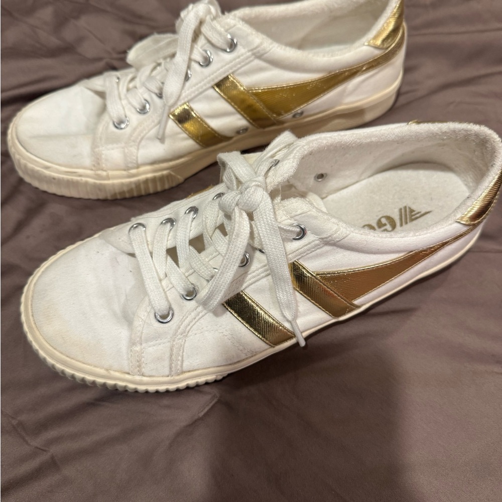Gola Brand White and Gold Women's Sneakers size 8.5